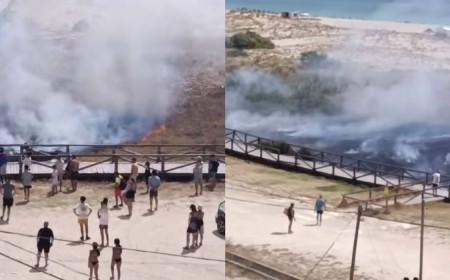 Enorme susto en Zahara de los Atunes por un incendio a pie de playa avivado por el Levante